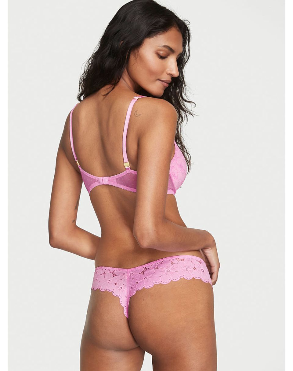 Tanga de encaje online rosa